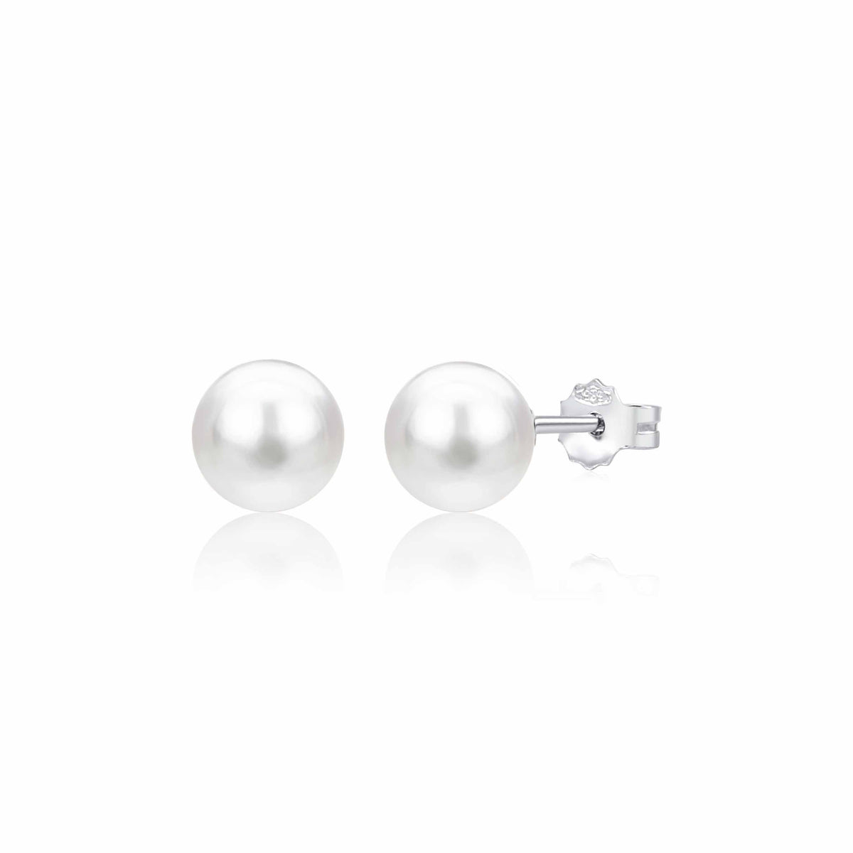 UNICORNJ 14K White Gold Freshwater Cultured Pearl Post Stud Earrings 5 6 or 7mm Italy