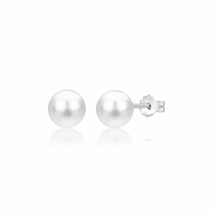 UNICORNJ 14K White Gold Freshwater Cultured Pearl Post Stud Earrings 5 6 or 7mm Italy