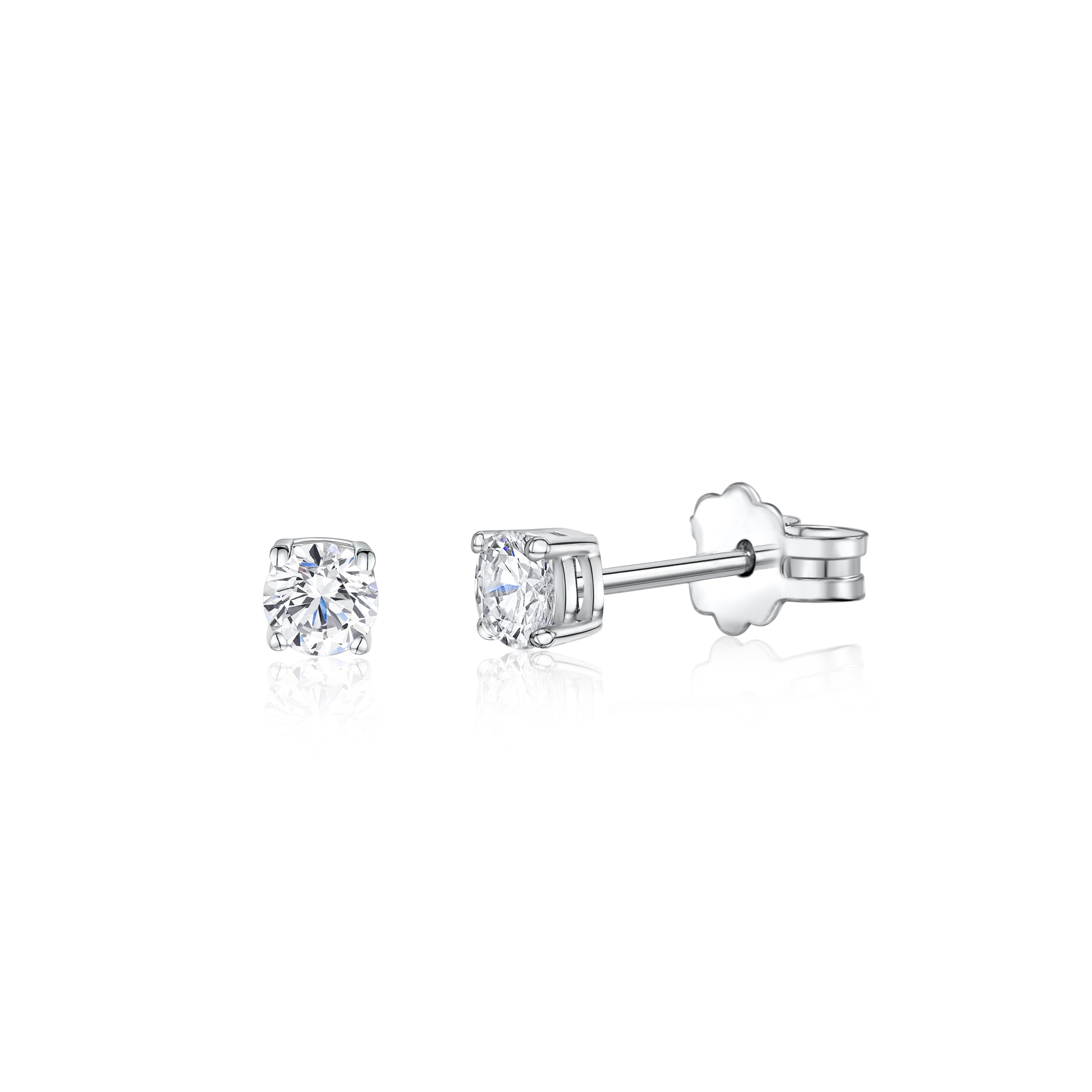 UNICORNJ 14K White Gold 4 Prong Basket Setting Simulated Diamond CZ Post Stud Earrings Italy