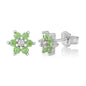 Birthstone Earrings in Sterling Silver with CZ Flower
