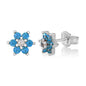 Birthstone Earrings in Sterling Silver with CZ Flower