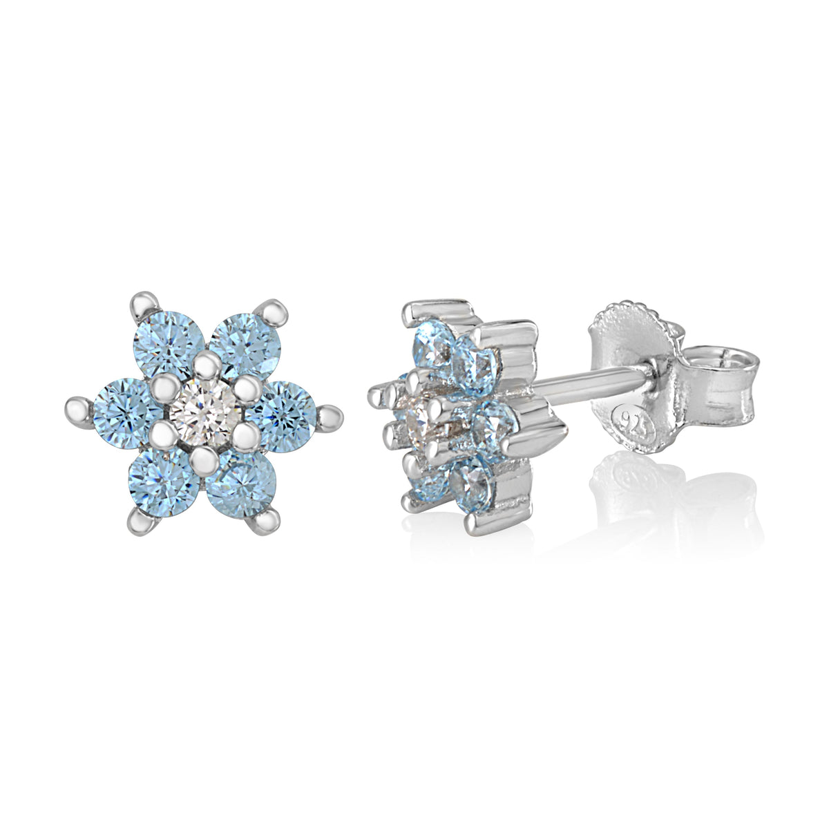 Birthstone Earrings in Sterling Silver with CZ Flower