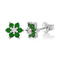 Birthstone Earrings in Sterling Silver with CZ Flower
