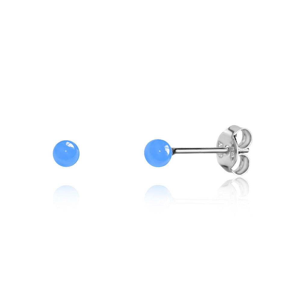 UNICORNJ Sterling Silver 925 Ball Stud Earrings 3mm for Women Girls with Enamel Small Second Piercing