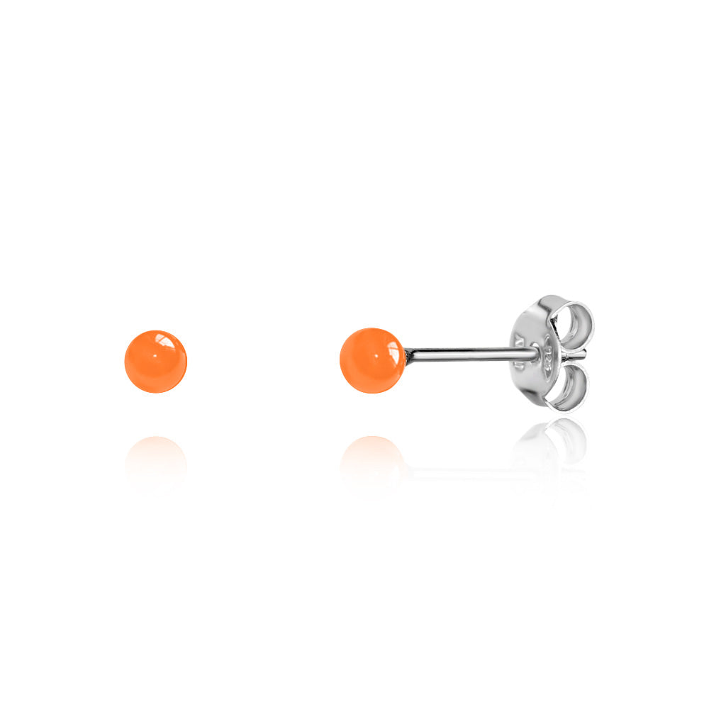 UNICORNJ Sterling Silver 925 Ball Stud Earrings 3mm for Women Girls with Enamel Small Second Piercing