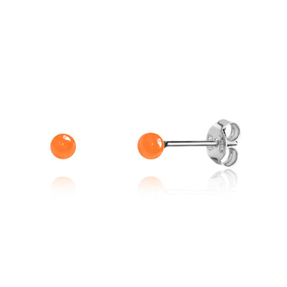UNICORNJ Sterling Silver 925 Ball Stud Earrings 3mm for Women Girls with Enamel Small Second Piercing