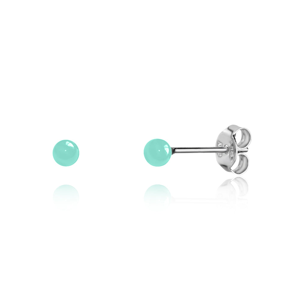 UNICORNJ Sterling Silver 925 Ball Stud Earrings 3mm for Women Girls with Enamel Small Second Piercing