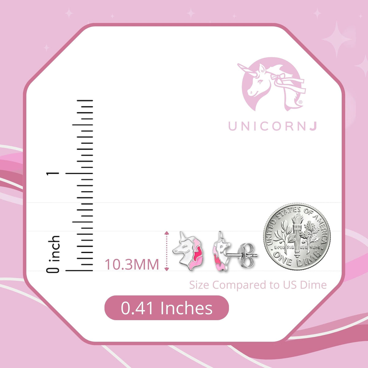 UNICORNJ Sterling Silver 925 Unicorn Earrings Stud for Girls with Enamel