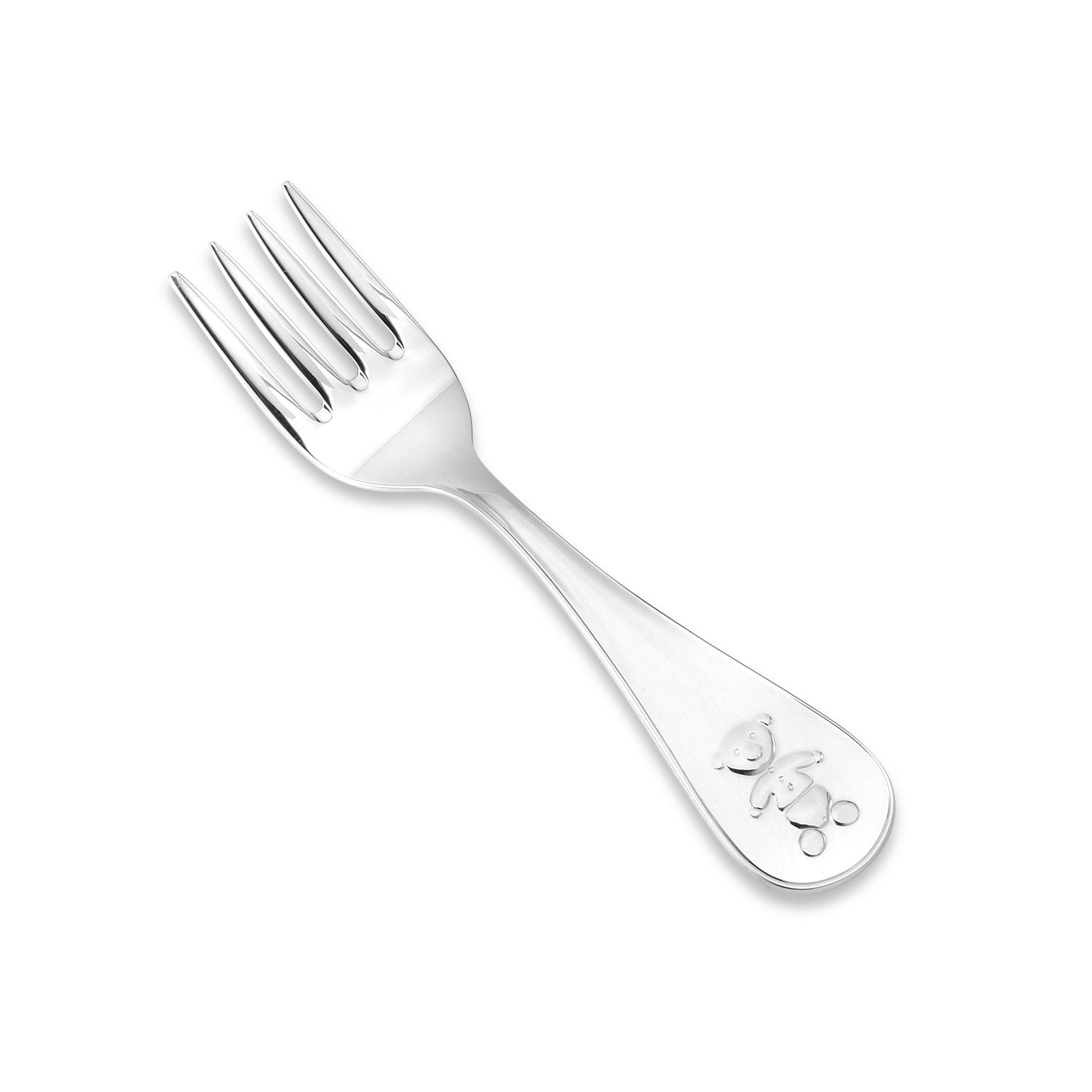 Sterling Silver Baby Fork Personalized Engravable Keepsake | Teddy Bear Design