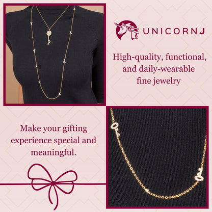 Very Long Necklace Pendant Sterling Silver 925 Gold Plated with Keys Simulated Diamonds 35"