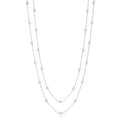 Very Long Station Necklace Pendant Sterling Silver 925 Yellow Gold Plated Simulated Diamonds Bezel 46"