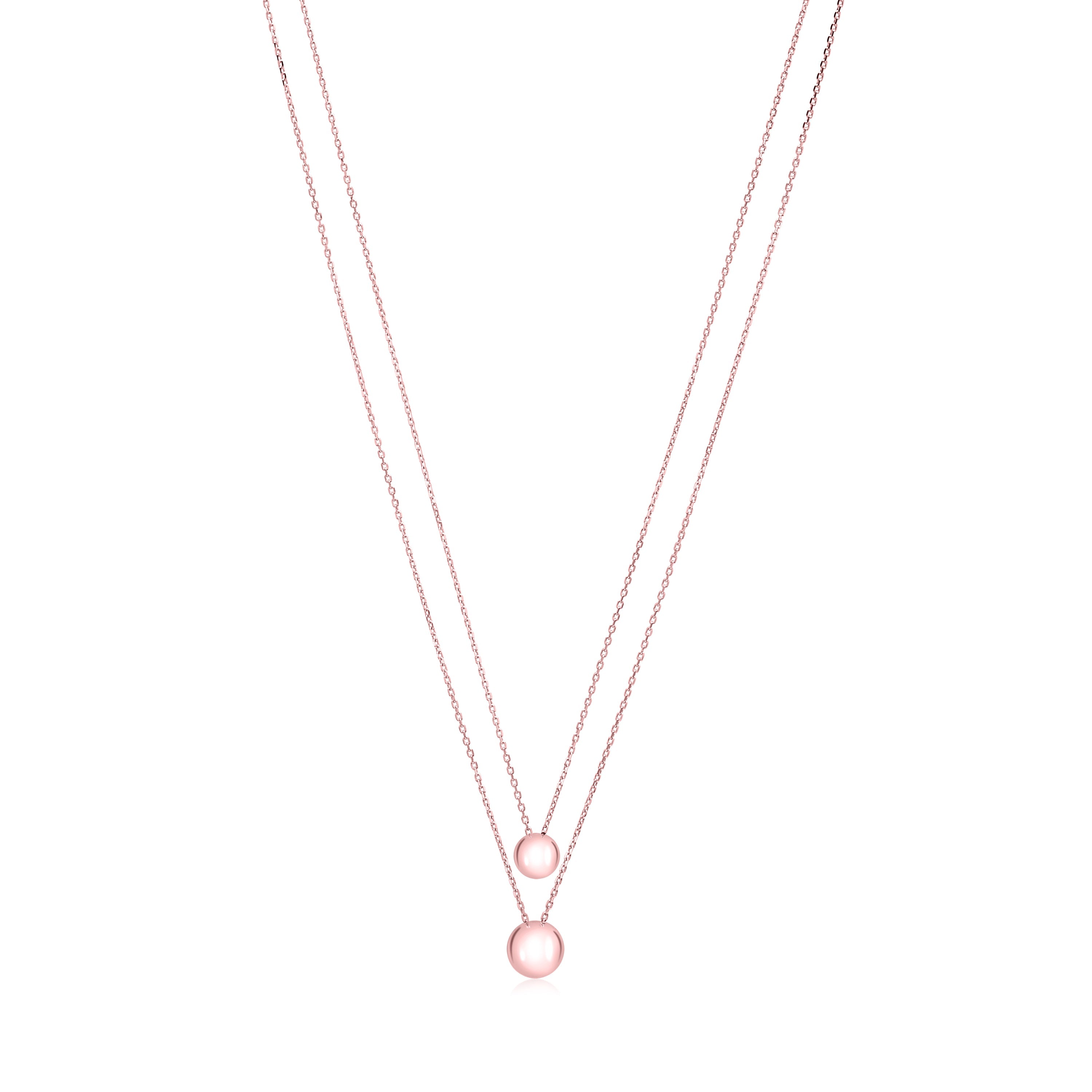 Sterling Silver High Polished Double Layer Ball Necklace Pendant on Cable Chain 19"