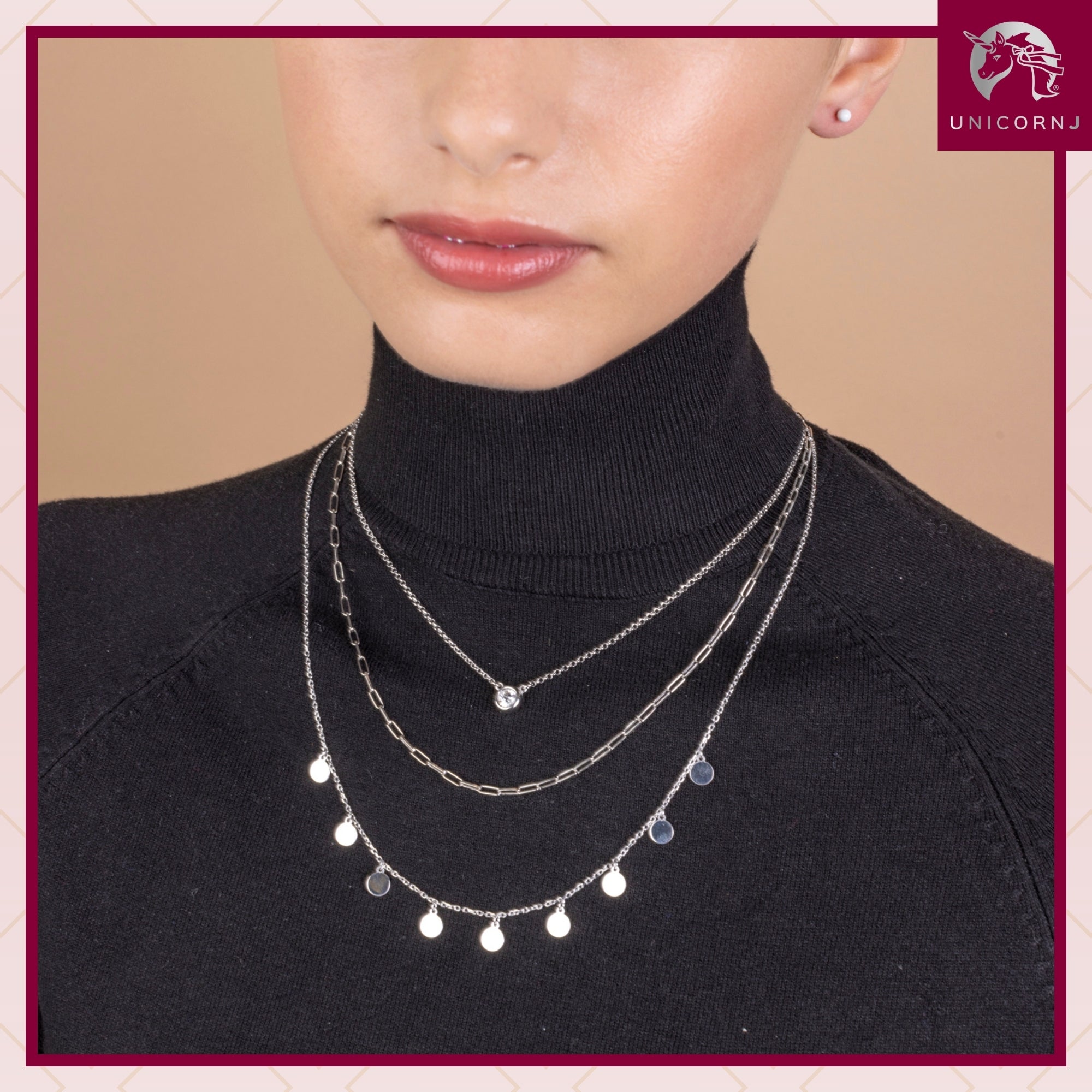 Sterling Silver Multiple Mini Discs Necklace flat Cable Chain 20"