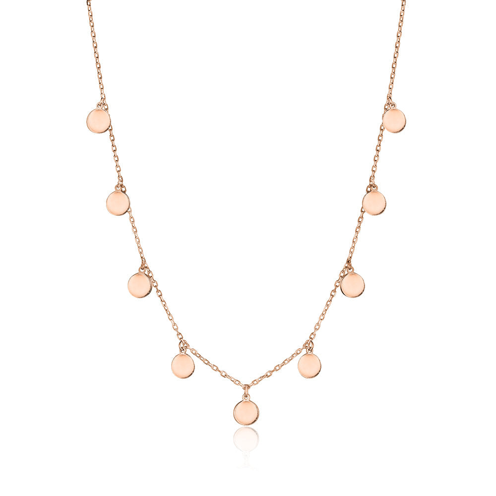 Sterling Silver Multiple Mini Discs Necklace flat Cable Chain 20"