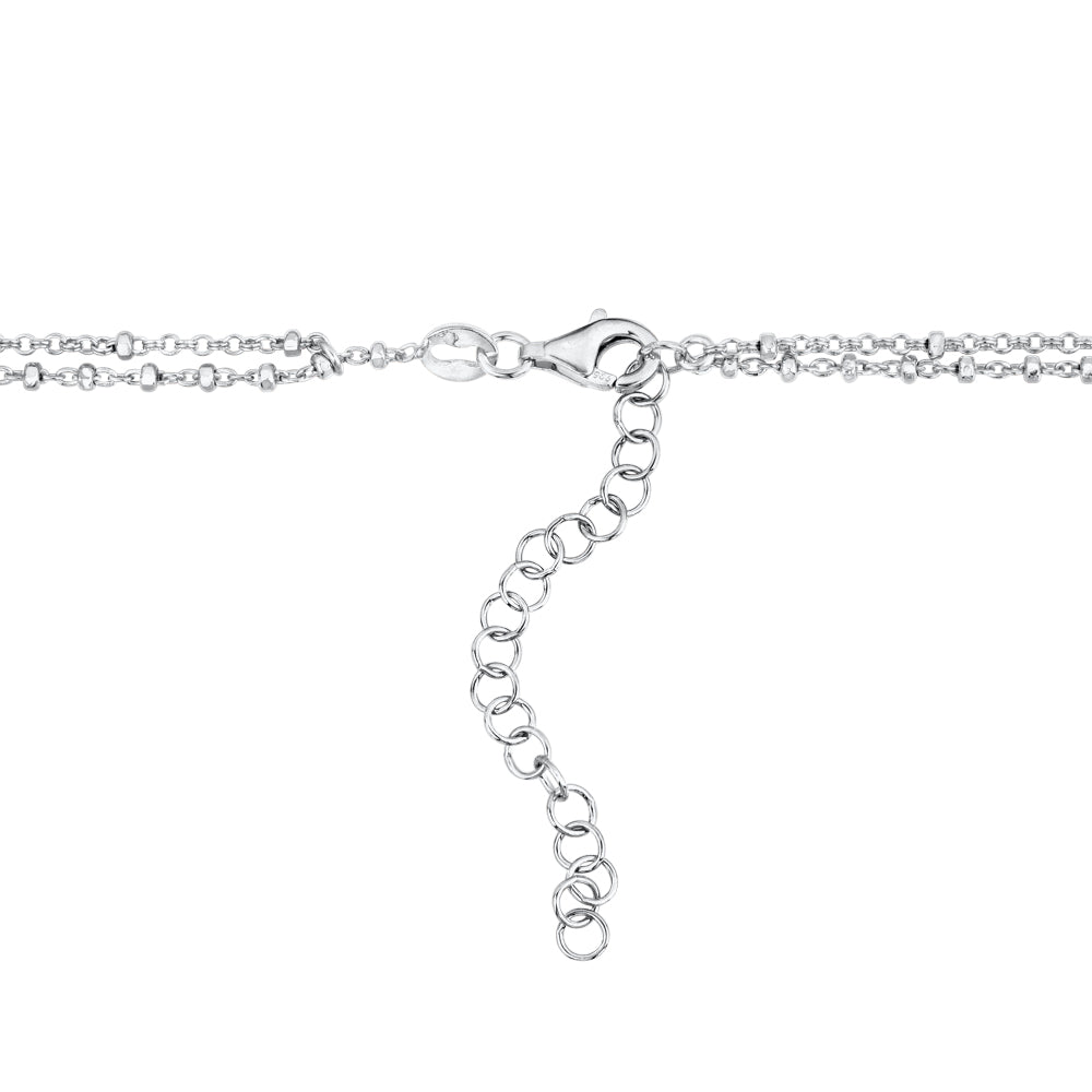 Sterling Silver Multiple Mini Hearts Double Chain Necklace 18"