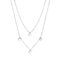 Sterling Silver Multiple Mini Hearts Double Chain Necklace 18"