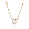 14K Yellow Gold Heart Pendant necklace Mother of Pearl or Pink for Girls and Women Italy 16 inches