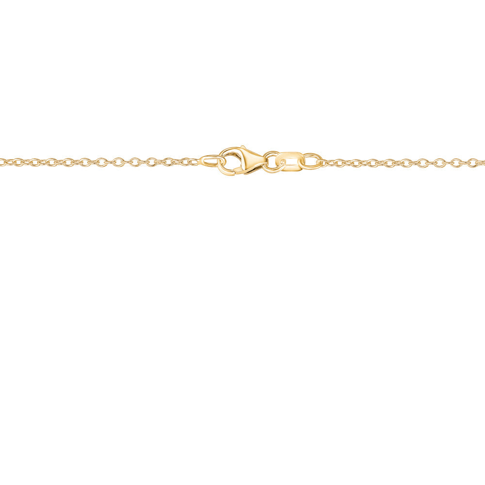 14K Yellow Gold Heart Pendant Necklace Sideways Outline with Simulated Diamonds Italy 16.5"