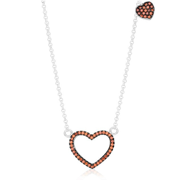 Sterling Silver 925 Open Heart Necklace Pendant Girls Teens Cubic Zirconia 15" Strong Rolo Chain ItalyÂ UnicornJ