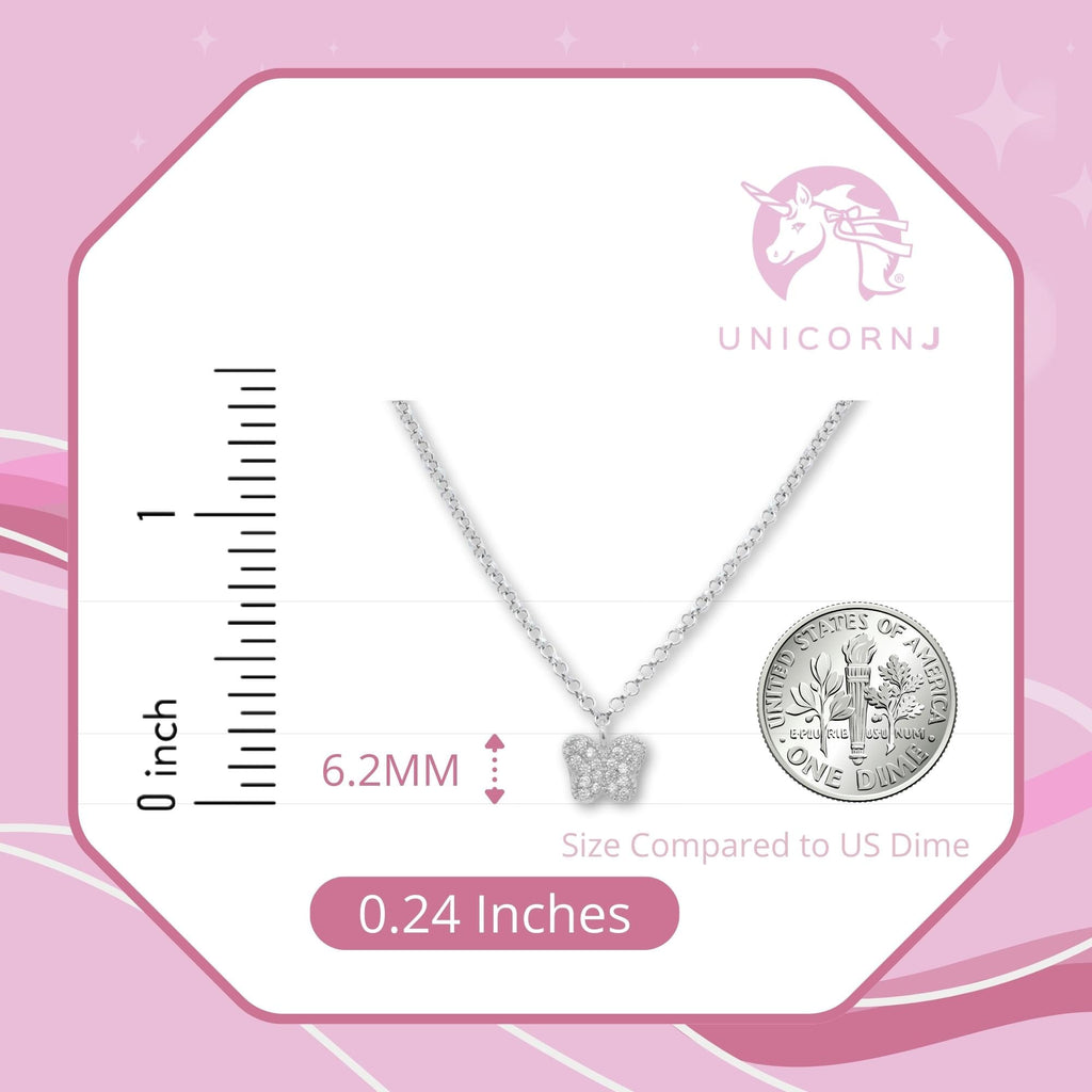 Butterfly Pendant Necklace in Sterling Silver with CZ Pavé