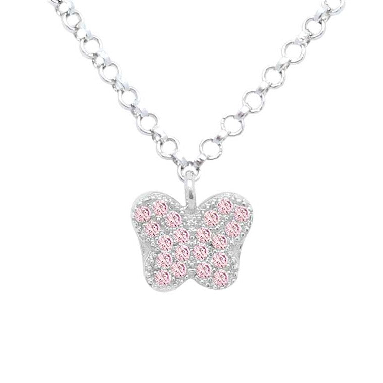 Butterfly Pendant Necklace in Sterling Silver with CZ Pavé