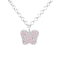 Butterfly Pendant Necklace in Sterling Silver with CZ Pavé