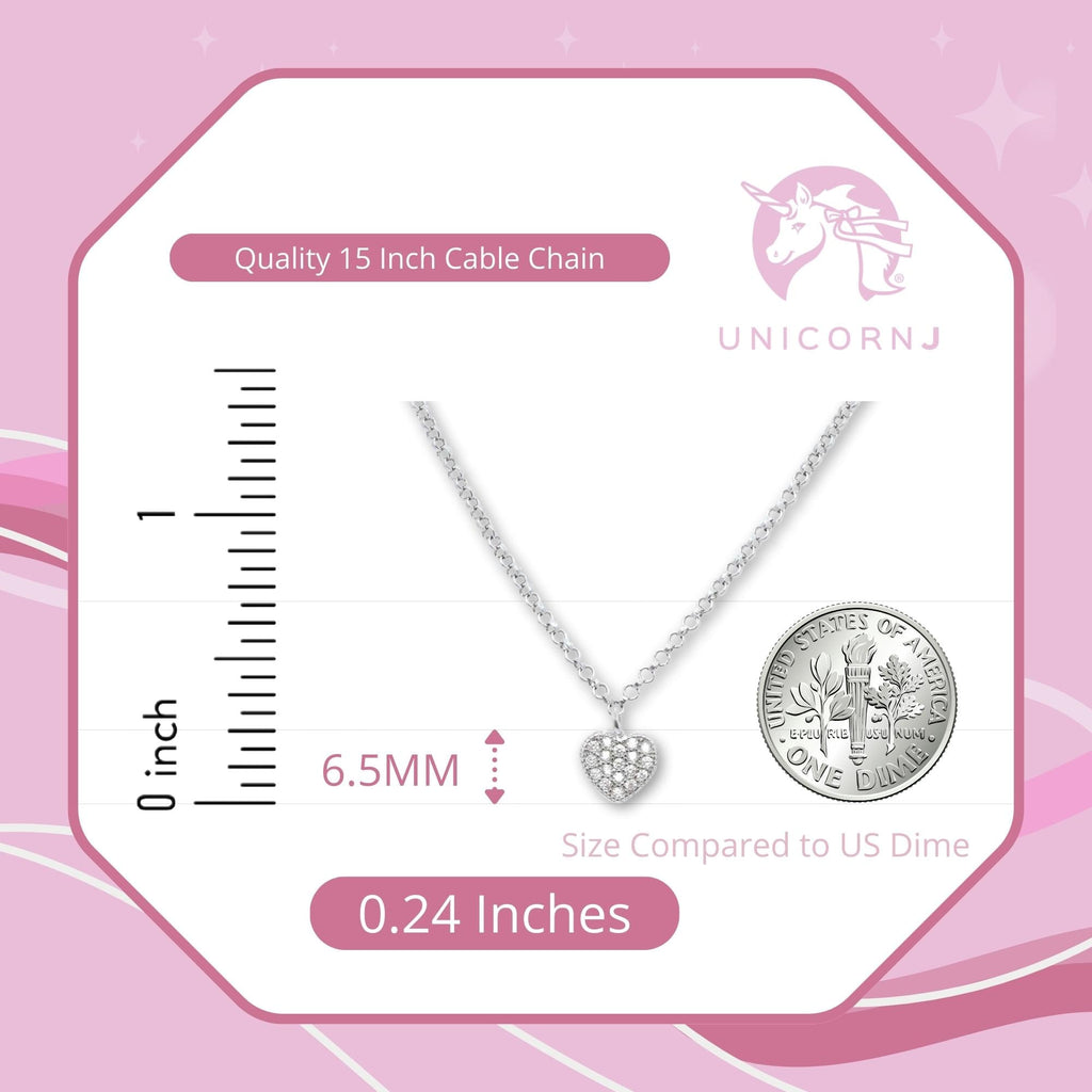 Heart Pendant Necklace in Sterling Silver with CZ Pavé