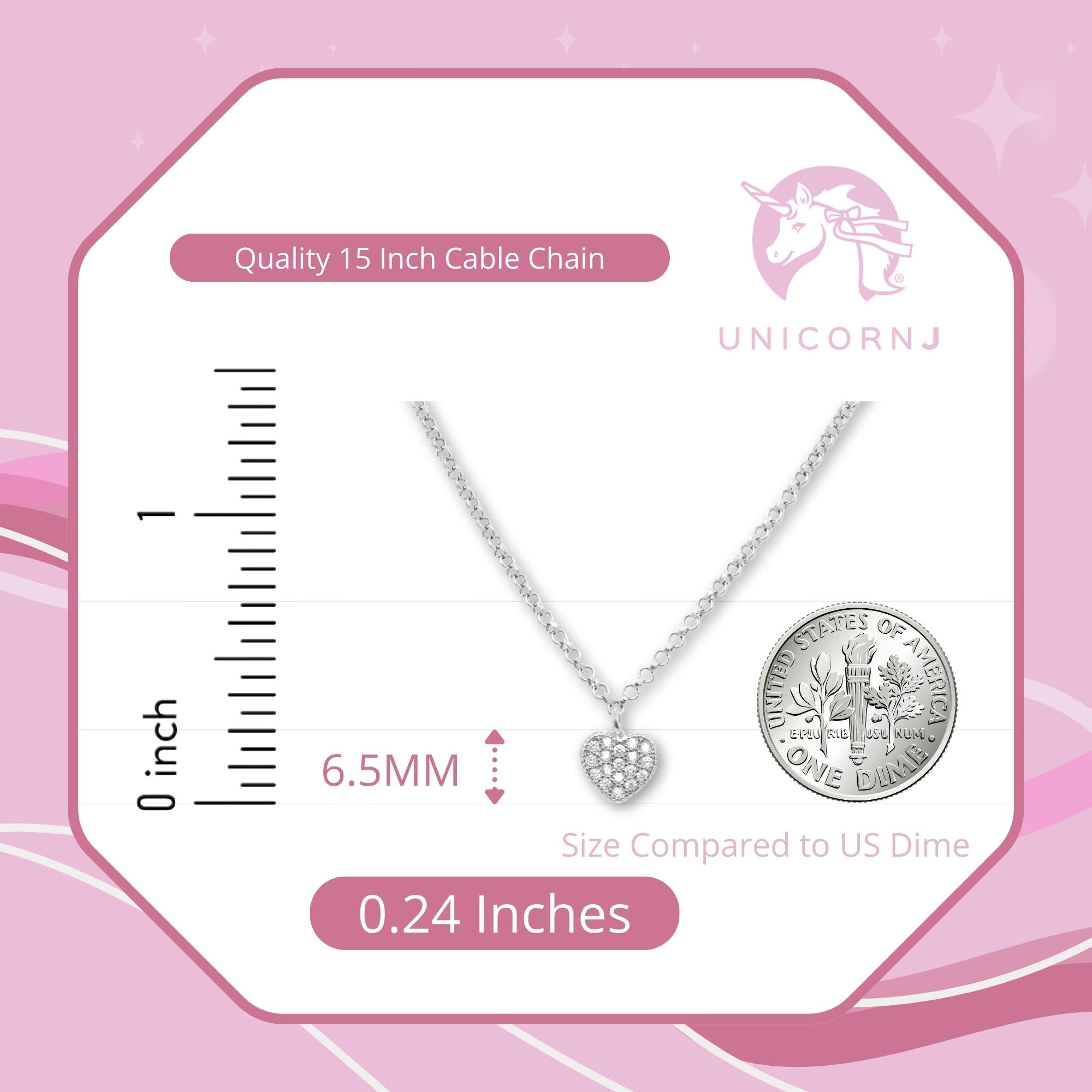 Heart Pendant Necklace in Sterling Silver with CZ Pavé