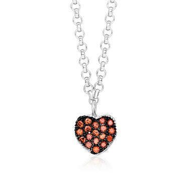 Heart Pendant Necklace in Sterling Silver with CZ Pavé