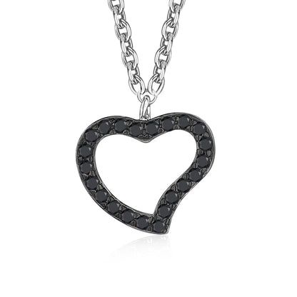 Heart Pendant Necklace in Sterling Silver with CZ Pavé