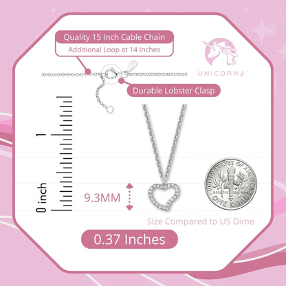 Heart Pendant Necklace in Sterling Silver with CZ Pavé