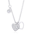 UNICORNJ Sterling Silver 925 Heart Charm Pendant Necklace with Pavé Cubic Zirconia on Rolo Chain