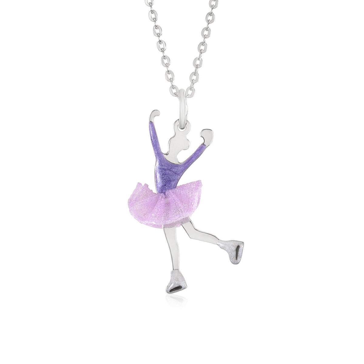 UNICORNJ Childrens Sterling Silver Girl Dancer Skater Necklace Pendant with Enamel 16"