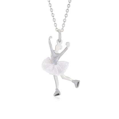 UNICORNJ Childrens Sterling Silver Girl Dancer Skater Necklace Pendant with Enamel 16"
