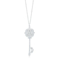 Key Necklace Pendant Sterling Silver 925 Yellow Gold Plated Large with Simulated Diamonds 17"