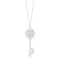 Key Necklace Pendant Sterling Silver 925 Yellow Gold Plated Large with Simulated Diamonds 17"