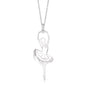 Sterling Silver Rose Gold Large Ballerina Ballet Dancer Passe Silhouette Necklace Long Rolo Chain