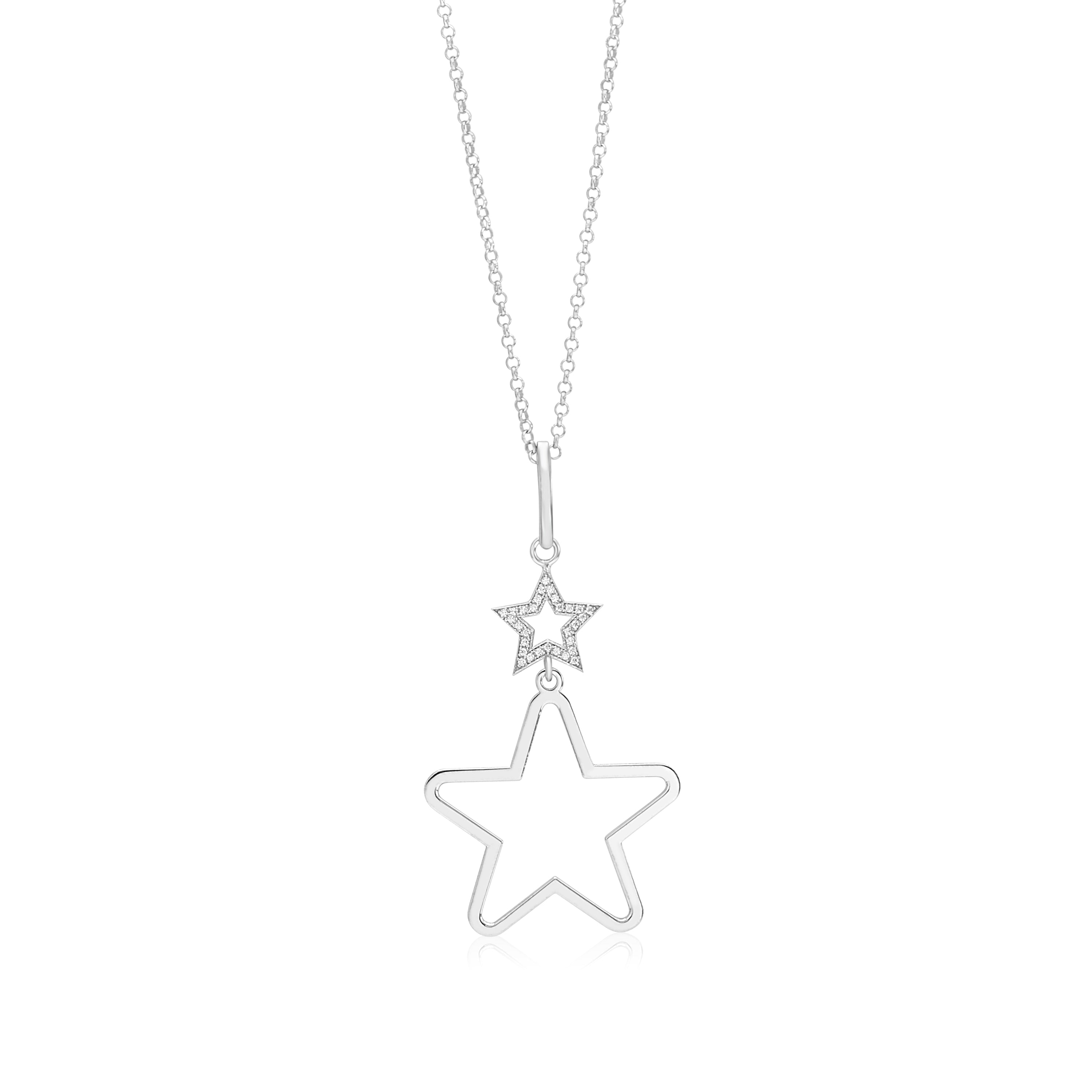 UNICORNJ Sterling Silver Polished Large Double Dangle Necklace Pendant Italy 18"
