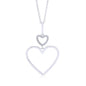 Sterling Silver Rose Gold Plated Polished Large Double Heart Dangle Necklace Pendant 18" Italy