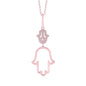 Sterling Silver Rose Gold Plated Polished Large Double Hamsa Dangle Necklace Pendant 18"