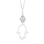 Sterling Silver Rose Gold Plated Polished Large Double Hamsa Dangle Necklace Pendant 18"