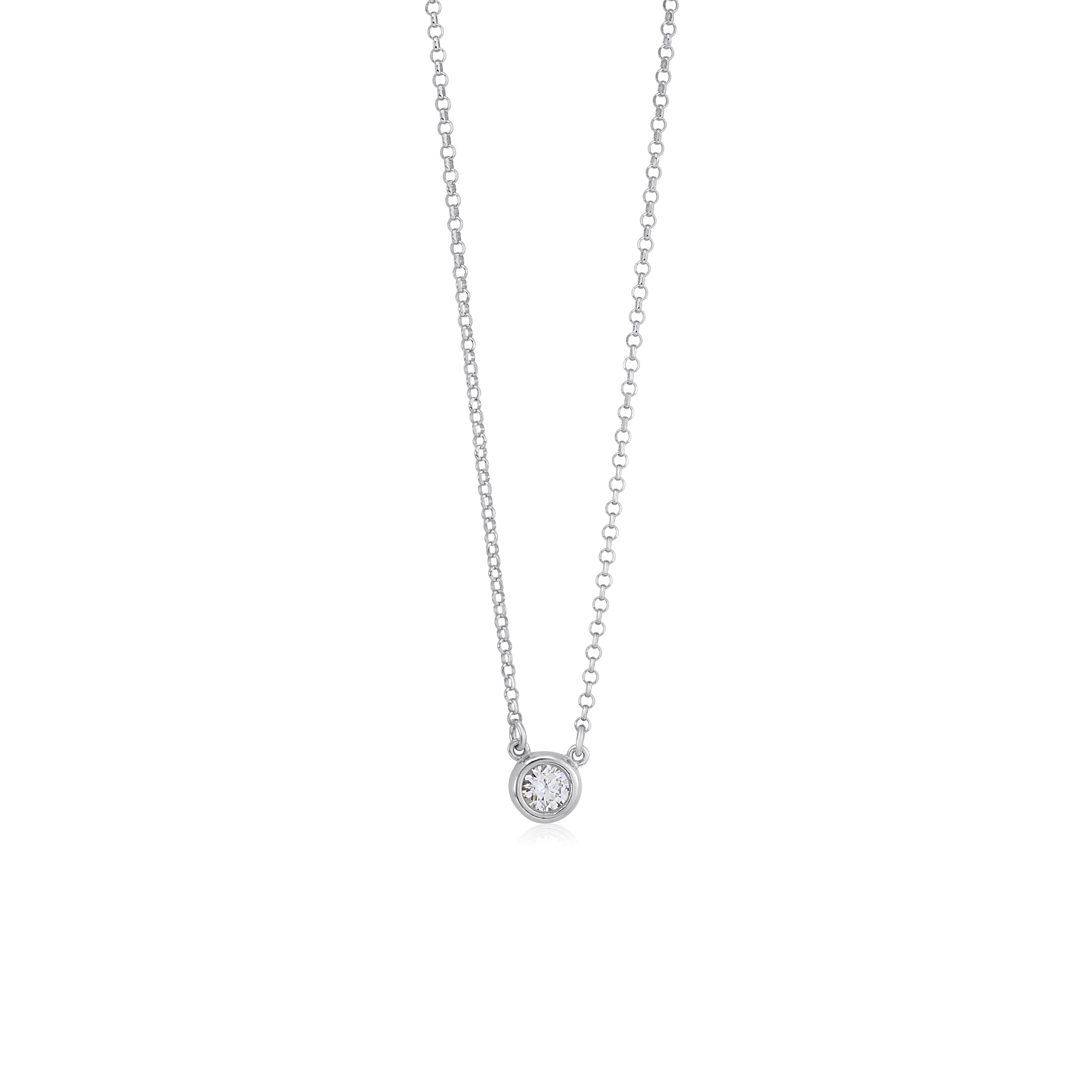 UNICORNJ Sterling Silver Rose and Yellow Gold Plated Polished Bezel Set Round Simulated Diamond Solitaire 6mm Necklace