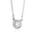 UNICORNJ Sterling Silver Rose and Yellow Gold Plated Polished Bezel Set Round Simulated Diamond Solitaire 6mm Necklace
