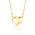 14K Yellow Gold Floating Puff Heart Pendant Necklace Polished Shiny on Cable Chain Italy 17.5"