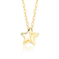 14K Yellow Gold Floating Puff Star Pendant Necklace Polished Shiny on Cable Chain Italy 17.5"
