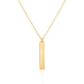 14K Yellow Gold Engravable Personalized Vertical Bar Pendant Necklace Polished Shiny on Cable Chain Italy
