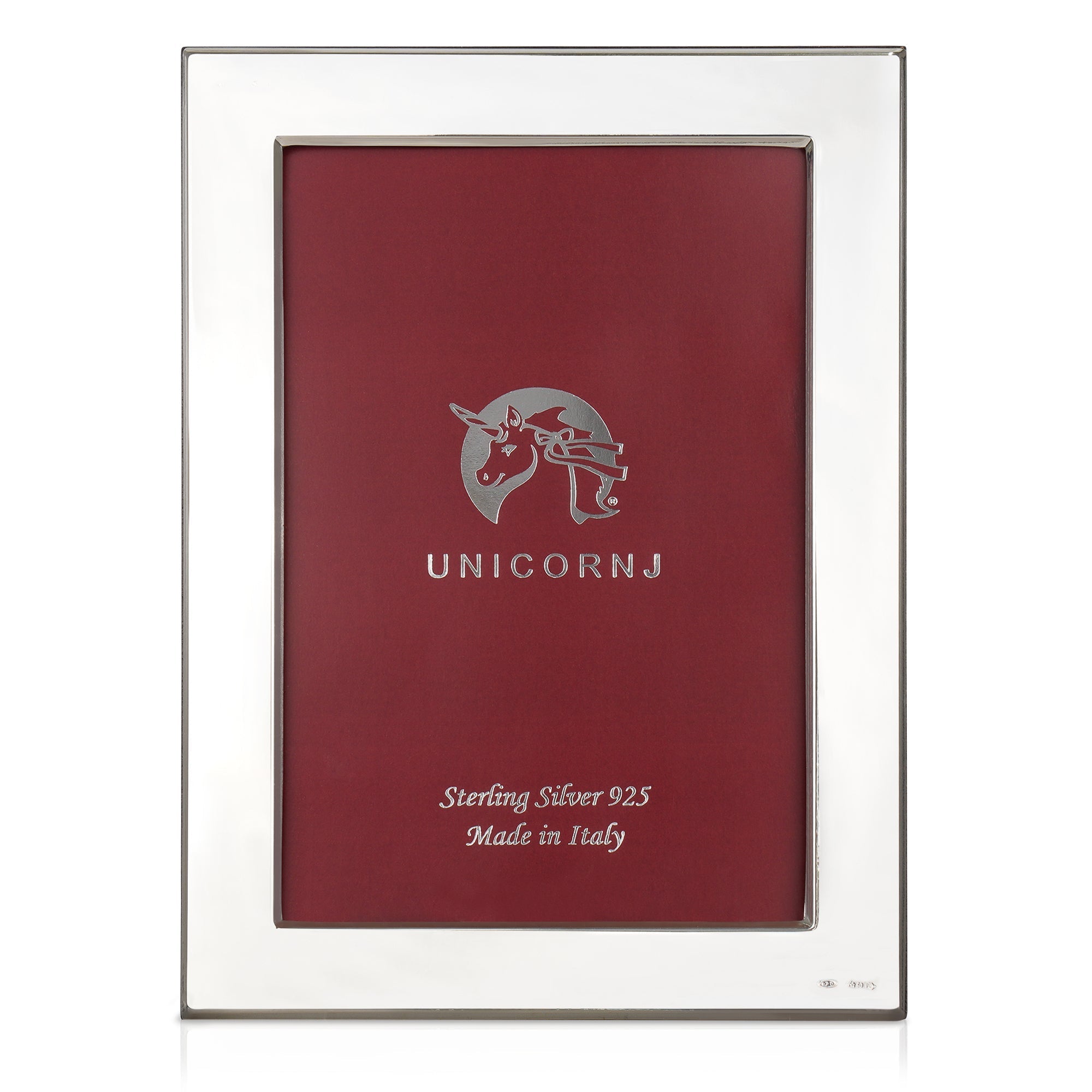UNICORNJ Sterling Silver 4x6 Picture Frame Plain Polished 3/4" Inch Border Made In Italy