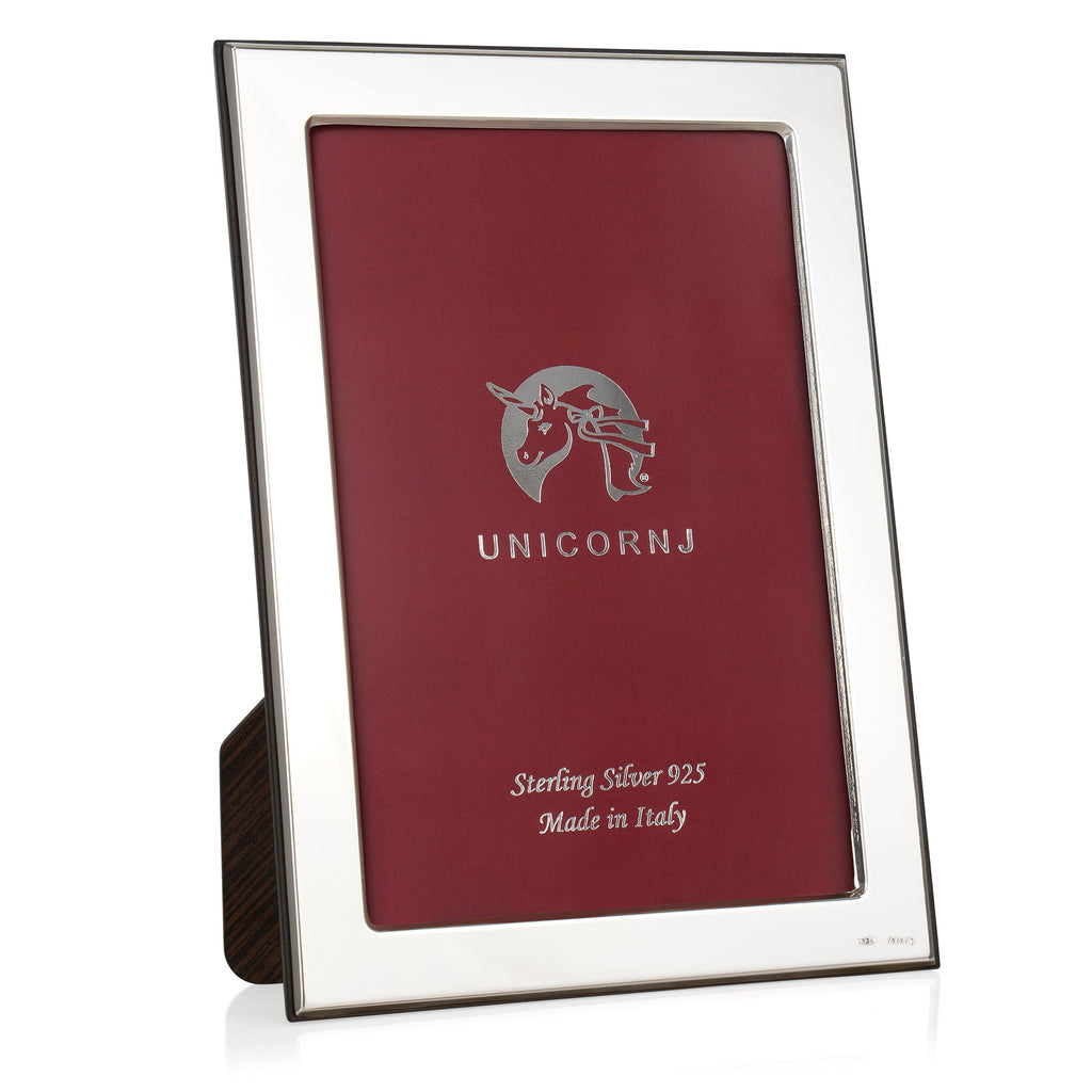 UNICORNJ Sterling Silver 4x6 Picture Frame Plain Polished 1/2" Inch Border Made In Italy