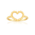 14K Yellow or Rose Gold Beaded Heart Outline Ring