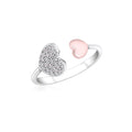 UNICORNJ 14K White and Rose or White and Yellow Gold Open Ring Hearts Polished and Pave CZ Italy